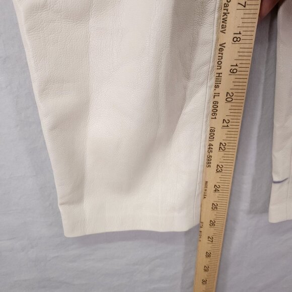 Nanushka Vegan Leather Pants Size XS Taper Ivory High Rise Pockets - Picture 6 of 16
